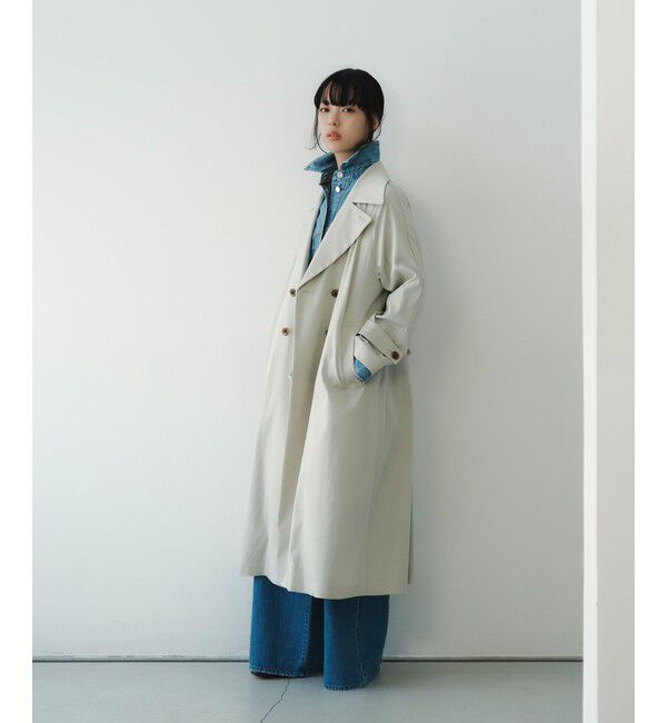 EMMEL REFINES「＜EMMEL REFINES＞EM Wボタン トロミ フレア トレンチコート」|トレンチコート|LIME