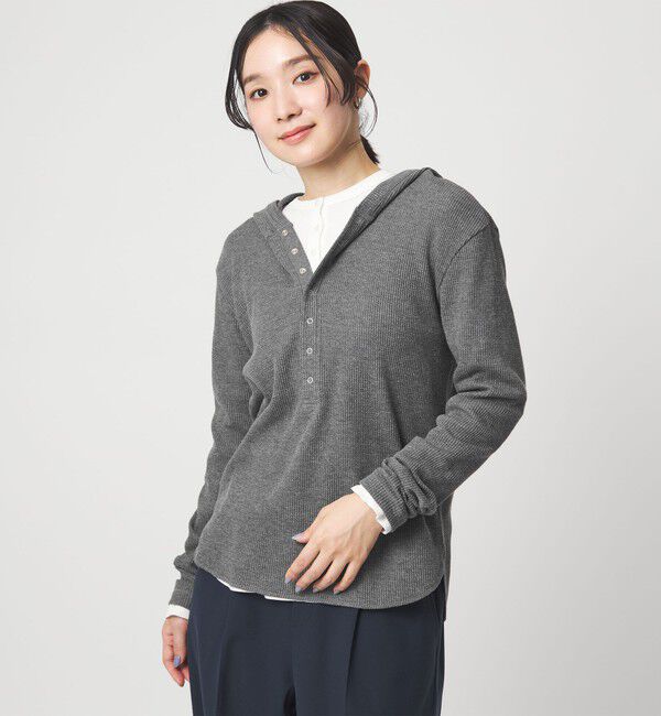 UNITED ARROWS green label relaxing「【WEB限定】＜at ease＞ワッフル フード ロングスリーブ カットソー」|Tシャツ・カットソー|