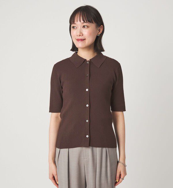 UNITED ARROWS green label relaxing「HIYOKE エリツキ リブ ニット マシンウォッシャブル UVカット 遮熱」|ニット・セーター|