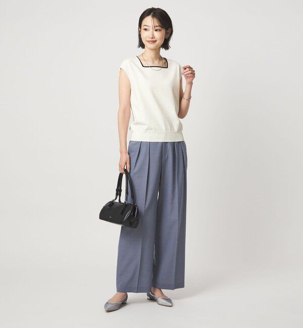 UNITED ARROWS green label relaxing「HIYOKE スクエアネック フレンチスリーブ ニット」|ニット・セーター|