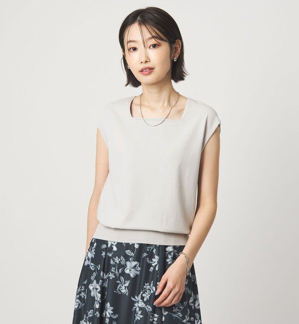 UNITED ARROWS green label relaxing「HIYOKE スクエアネック フレンチスリーブ ニット」|ニット・セーター|