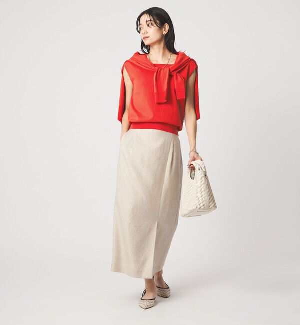 UNITED ARROWS green label relaxing「HIYOKE スクエアネック フレンチスリーブ ニット」|ニット・セーター|