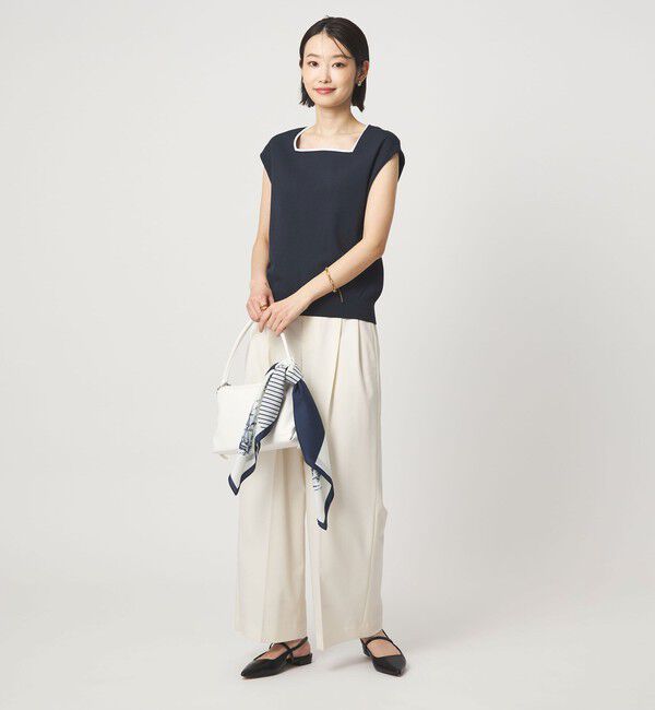 UNITED ARROWS green label relaxing「HIYOKE スクエアネック フレンチスリーブ ニット」|ニット・セーター|