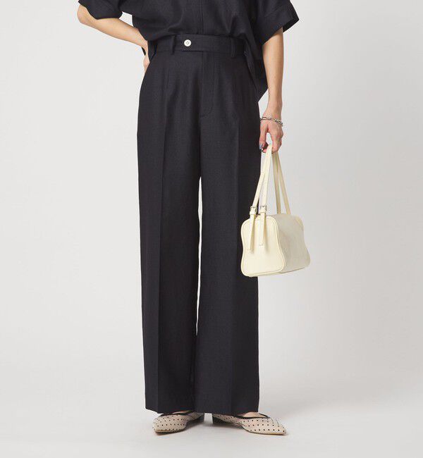 UNITED ARROWS green label relaxing「［size SHORT/TALLあり］リネンライク ストレート パンツ」|スラックス|NAVY