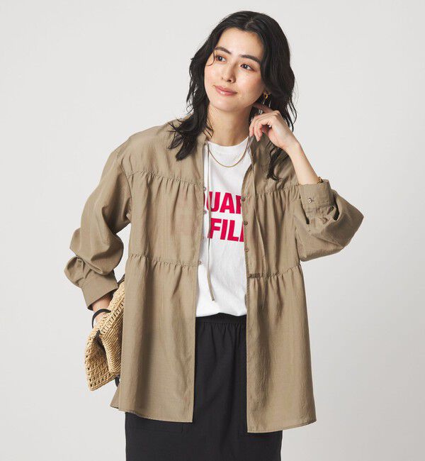 UNITED ARROWS green label relaxing「ボリューム ギャザー ハオリ ブラウス UVカット 接触冷感」|シャツ・ブラウス|