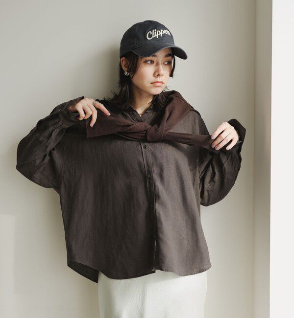 UNITED ARROWS green label relaxing「【結論シリーズ】リネンバランスシャツ［size SHORTあり］」|シャツ・ブラウス|DK.GRAY
