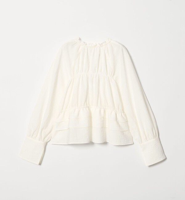 EMMEL REFINES「＜EMMEL REFINES＞EM フリルギャザー キーネック ブラウス」|シャツ・ブラウス|