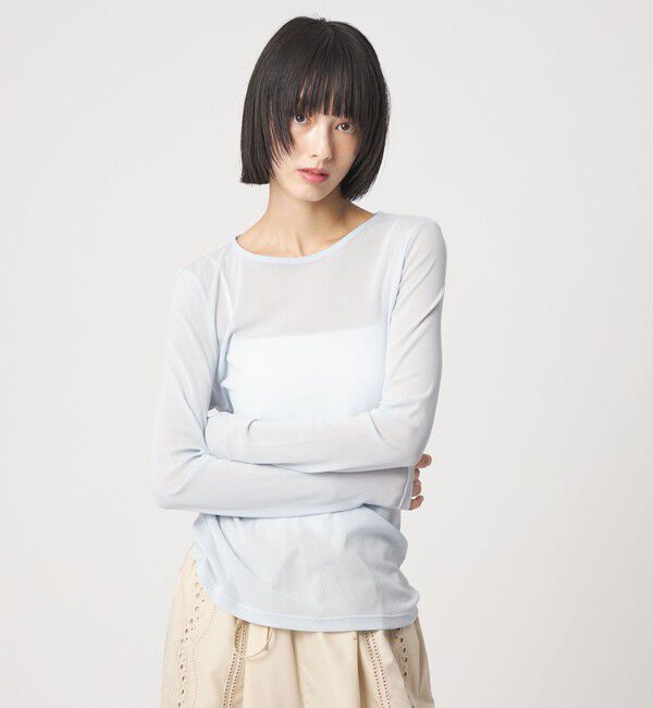 EMMEL REFINES「＜EMMEL REFINES＞EM ソフトチュール シアークルーネック」|Tシャツ・カットソー|LT.BLUE