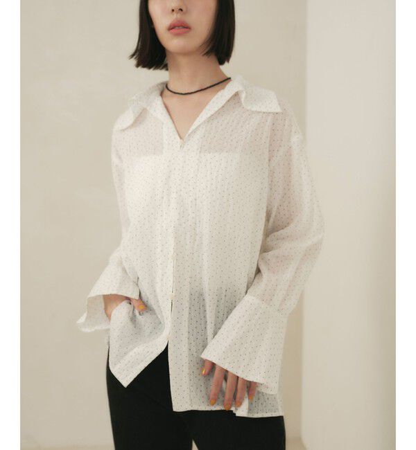 EMMEL REFINES「＜EMMEL REFINES＞EM ドット セミシアー シャツ」|シャツ・ブラウス|WHITE