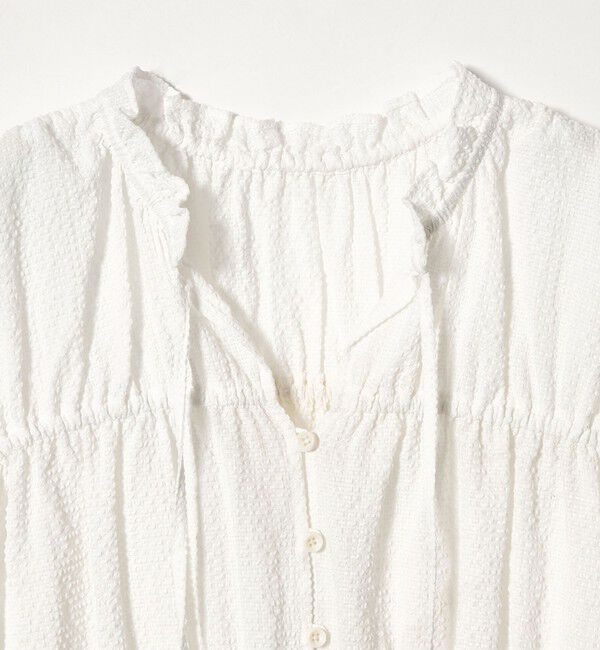 EMMEL REFINES「＜EMMEL REFINES＞EM フリルエリ シャーリング ブラウス」|シャツ・ブラウス|
