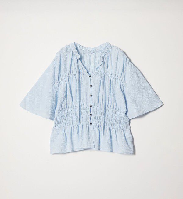 EMMEL REFINES「＜EMMEL REFINES＞EM フリルエリ シャーリング ブラウス」|シャツ・ブラウス|