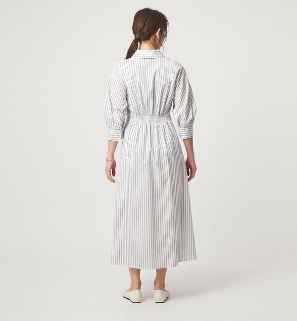 UNITED ARROWS green label relaxing「シャツ襟 フィット＆フレア タック 5分袖 ワンピース」|ワンピース|