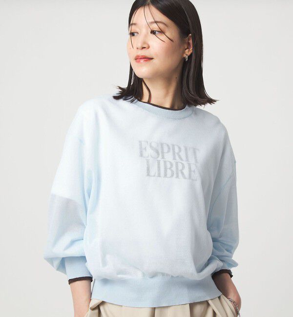 UNITED ARROWS green label relaxing「【WEB限定】＜at ease＞バイカラー シアー ニット プルオーバー」|ニット・セーター|