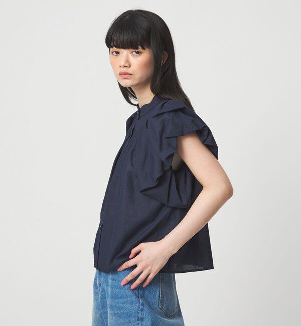 EMMEL REFINES「＜EMMEL REFINES＞EM バンドカラー パフスリーブ ブラウス」|シャツ・ブラウス|