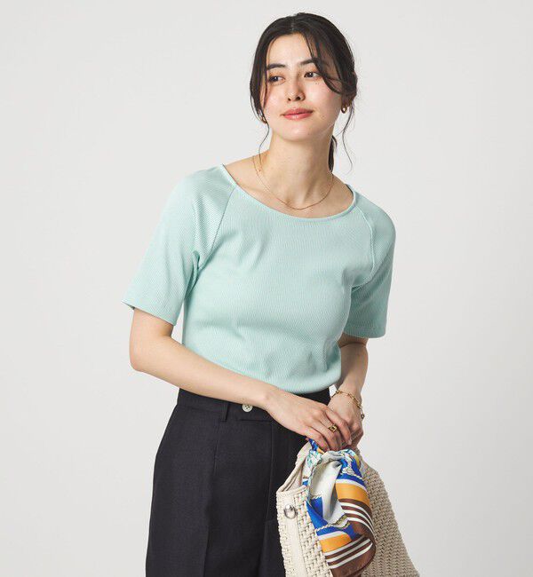 UNITED ARROWS green label relaxing「ブライトリブ ボートネック 5分袖 プルオーバー カットソー」|Tシャツ・カットソー|