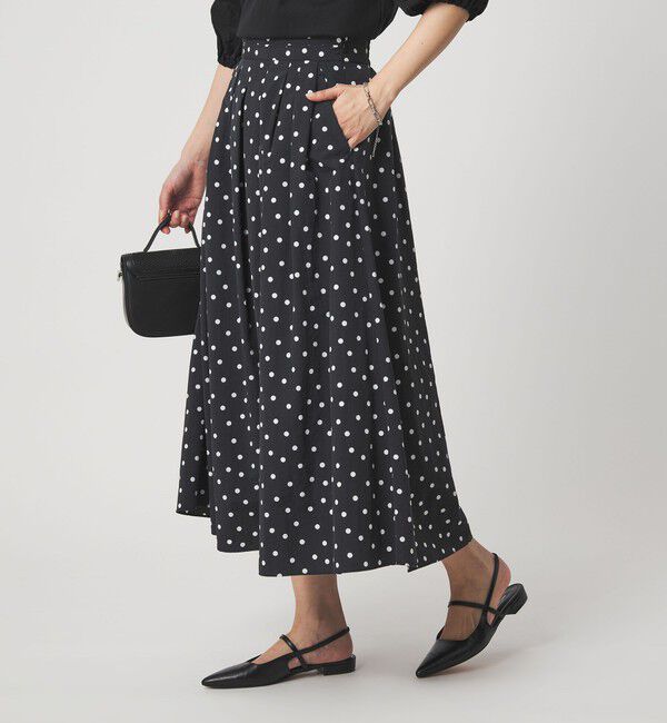 UNITED ARROWS green label relaxing「タック フレア スカート 2 ドット」|フレア|