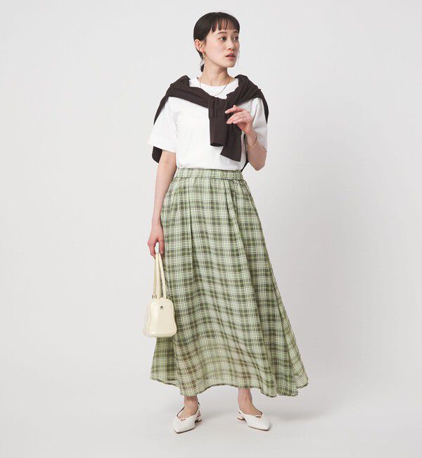 UNITED ARROWS green label relaxing「シアー チェック ロング スカート」|フレア|