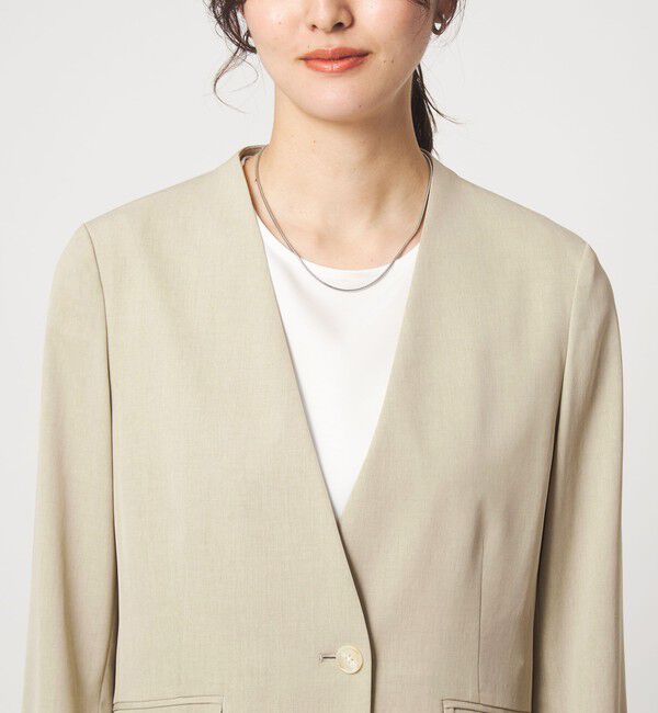 UNITED ARROWS green label relaxing「［size SHORTあり］サラフール ノーラペル ジャケット ストレッチ 接触冷感 UVカット」|ノーカラージャケット|