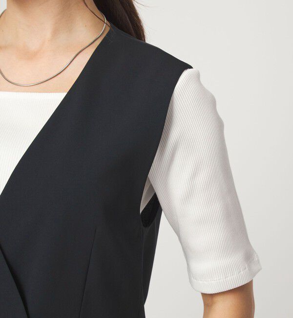 UNITED ARROWS green label relaxing「［size SHORTあり］サラフール ノーラペル ジレ ストレッチ UVカット」|ノーカラージャケット|