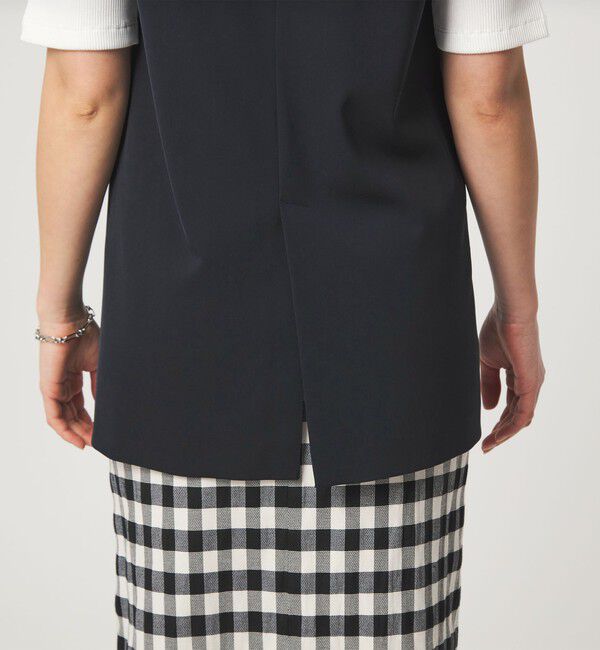 UNITED ARROWS green label relaxing「［size SHORTあり］サラフール ノーラペル ジレ ストレッチ UVカット」|ノーカラージャケット|