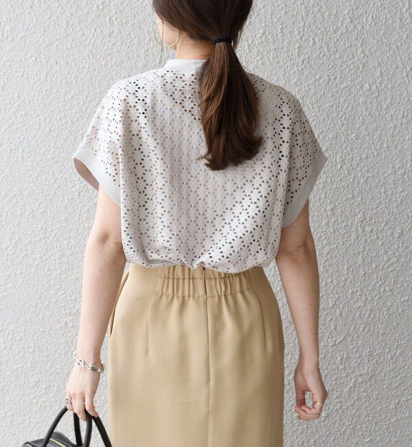 SHIPS for women「《一部追加予約》【WEB限定】〈手洗い可能〉アイレット クルーネック プルオーバー」|Tシャツ・カットソー|