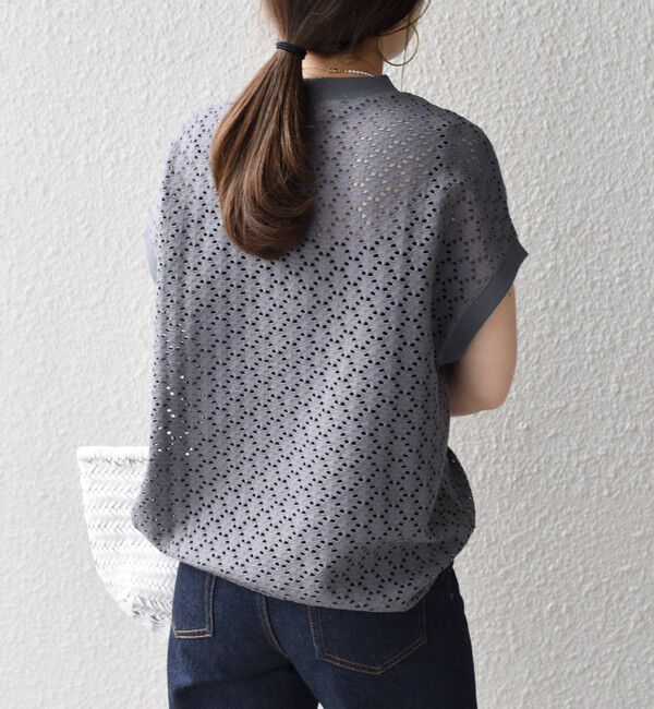 SHIPS for women「《一部追加予約》【WEB限定】〈手洗い可能〉アイレット クルーネック プルオーバー」|Tシャツ・カットソー|