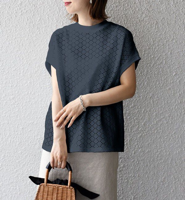 SHIPS for women「《一部追加予約》【WEB限定】〈手洗い可能〉アイレット クルーネック プルオーバー」|Tシャツ・カットソー|