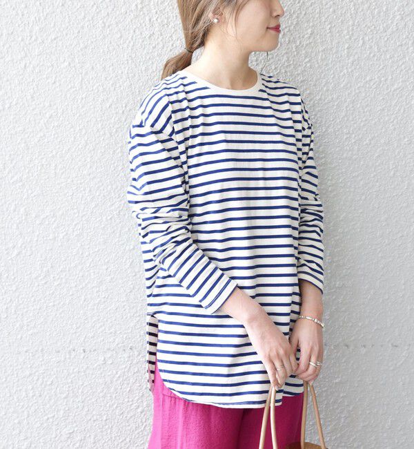 SHIPS any「SHIPS any:〈吸水速乾〉ラウンドヘム ロングスリーブ ワイド TEE」|Tシャツ・カットソー|