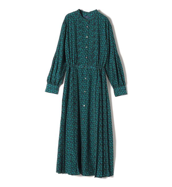 SHIPS for women「〈手洗い可能〉ドット / 花柄 バンドカラー サイド プリーツ ワンピース」|ワンピース|