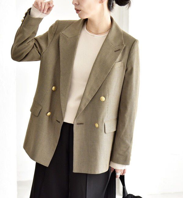 quaranciel「quaranciel:〈洗濯機可能〉ハンサム ダブルブレスト ブレザー ジャケット（セットアップ対応）」|テーラードジャケット|ブラウン