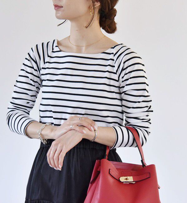 quaranciel「quaranciel:〈洗濯機可能〉ラウンドネック ボーダー カットソー」|Tシャツ・カットソー|