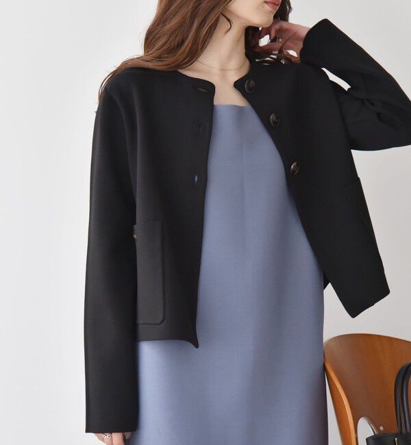 quaranciel「quaranciel:〈手洗い可能〉ノーカラー クラシカル ジャケット カーディガン」|カーディガン|