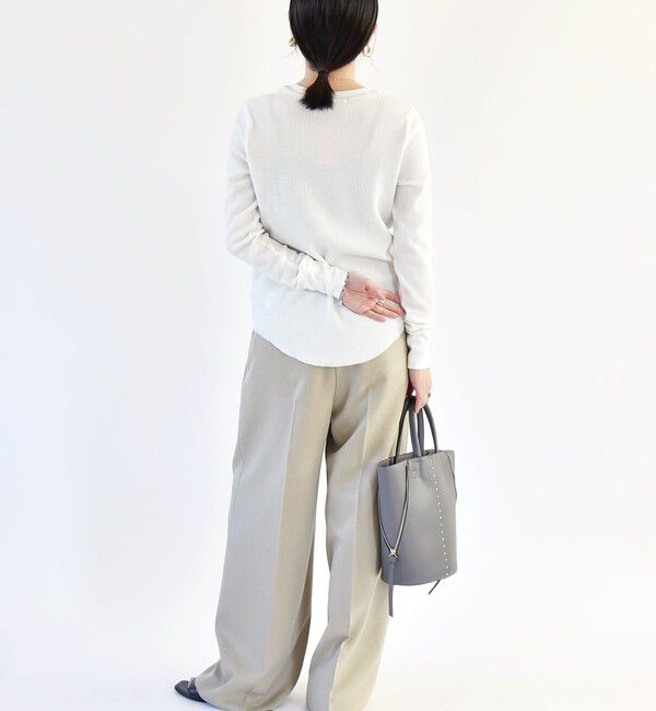 quaranciel「quaranciel:〈洗濯機可能〉ワッフル クルーネック ラウンドヘム カットソー」|Tシャツ・カットソー|