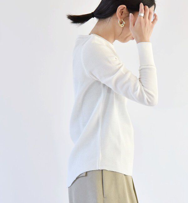 quaranciel「quaranciel:〈洗濯機可能〉ワッフル クルーネック ラウンドヘム カットソー」|Tシャツ・カットソー|