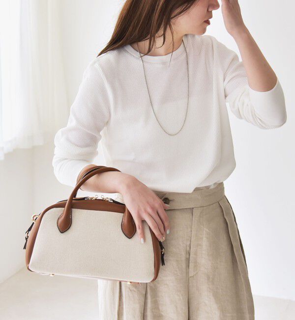 quaranciel「quaranciel:〈洗濯機可能〉ワッフル クルーネック ラウンドヘム カットソー」|Tシャツ・カットソー|