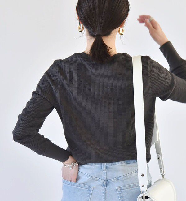 quaranciel「quaranciel:〈洗濯機可能〉ワッフル クルーネック ラウンドヘム カットソー」|Tシャツ・カットソー|