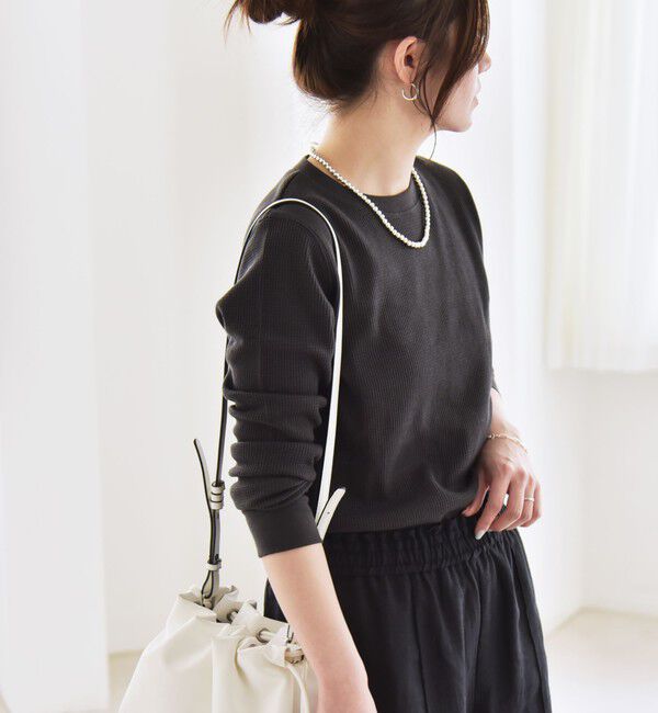 quaranciel「quaranciel:〈洗濯機可能〉ワッフル クルーネック ラウンドヘム カットソー」|Tシャツ・カットソー|