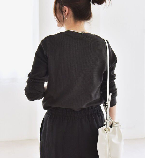 quaranciel「quaranciel:〈洗濯機可能〉ワッフル クルーネック ラウンドヘム カットソー」|Tシャツ・カットソー|