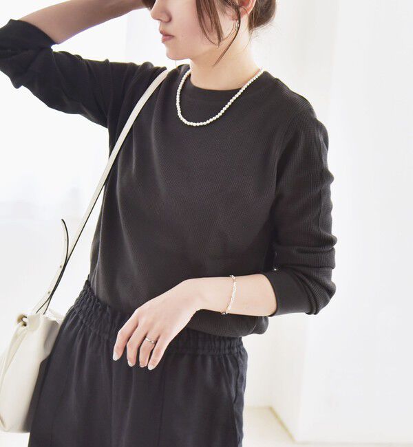 quaranciel「quaranciel:〈洗濯機可能〉ワッフル クルーネック ラウンドヘム カットソー」|Tシャツ・カットソー|