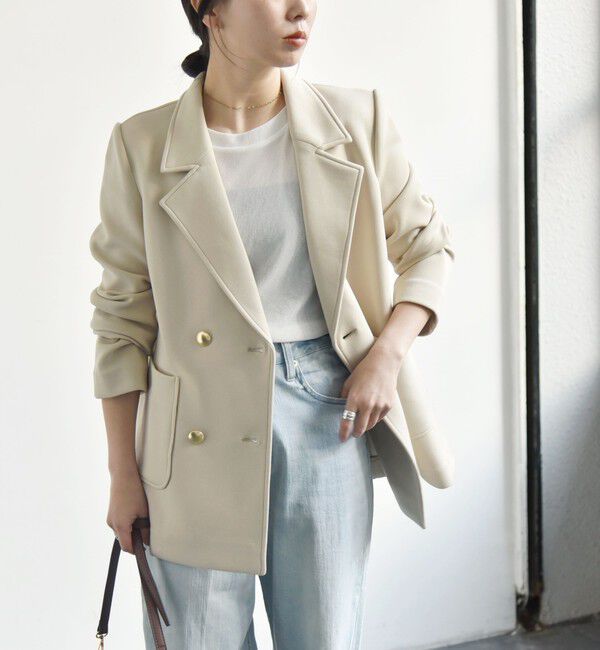 quaranciel「quaranciel:〈洗濯機可能〉ジャージー テーラード ダブル ジャケット」|テーラードジャケット|