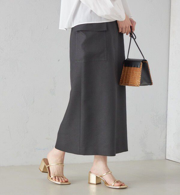 SHIPS for women「麻混 ストライプ 無地 ポケット タイト スカート ◇」|スカート|