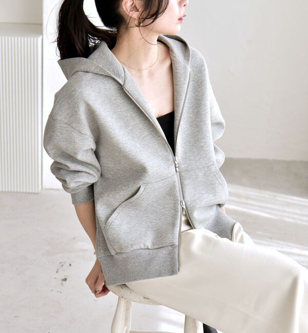 quaranciel「quaranciel:〈洗濯機可能〉ポンチ ダブルジップ スウェット パーカー」|パーカー|