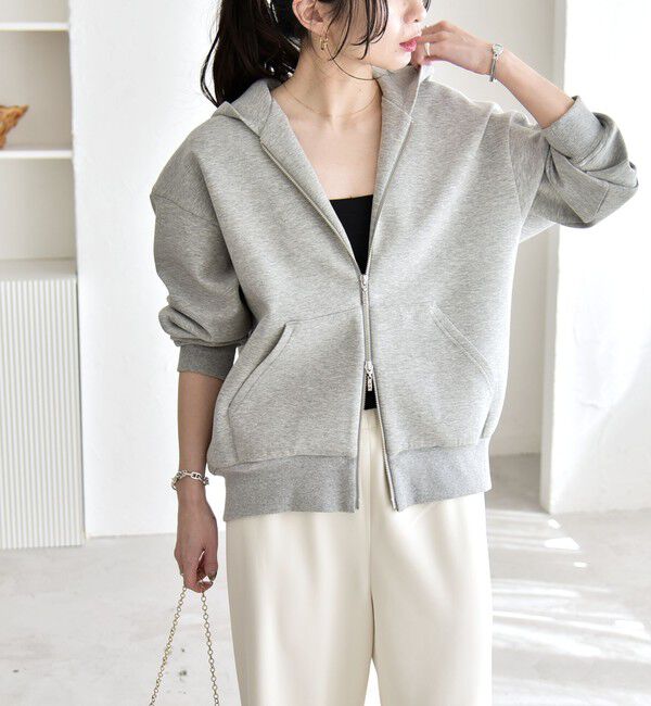 quaranciel「quaranciel:〈洗濯機可能〉ポンチ ダブルジップ スウェット パーカー」|パーカー|