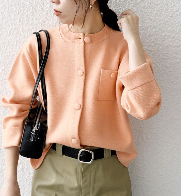 SHIPS any「SHIPS any: ミラノリブ ノーカラー ニット ジャケット カーディガン」|カーディガン|