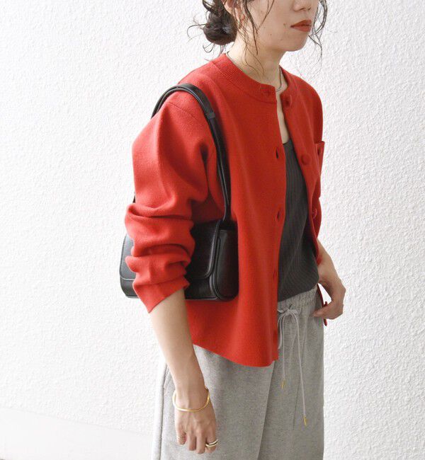 SHIPS any「SHIPS any: ミラノリブ ノーカラー ニット ジャケット カーディガン」|カーディガン|