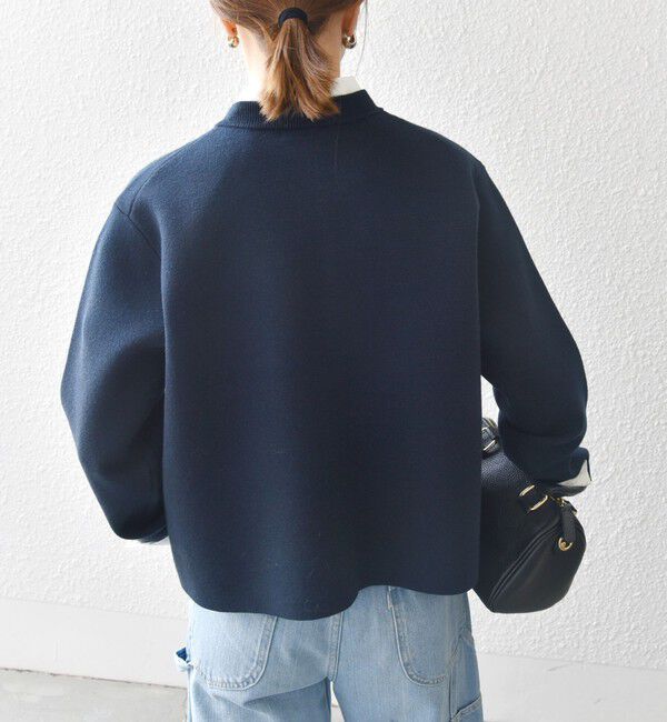 SHIPS any「SHIPS any: ミラノリブ ノーカラー ニット ジャケット カーディガン」|カーディガン|