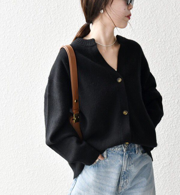 SHIPS any「SHIPS any:〈手洗い可能〉AQUA カシミヤ ミックス スキッパー カーディガン」|カーディガン|