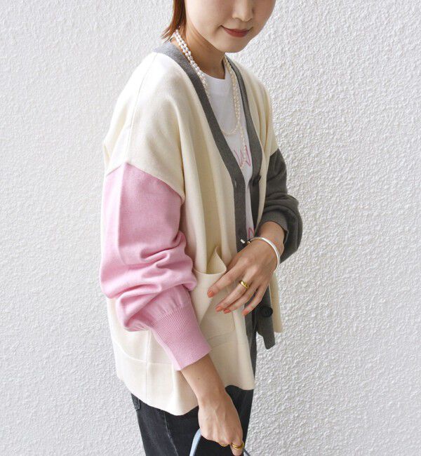 SHIPS for women「【WEB限定】〈手洗い可能〉配色 ポケット カーディガン」|カーディガン|