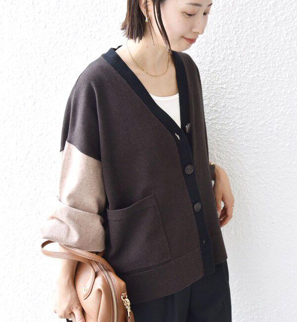 SHIPS for women「【WEB限定】〈手洗い可能〉配色 ポケット カーディガン」|カーディガン|