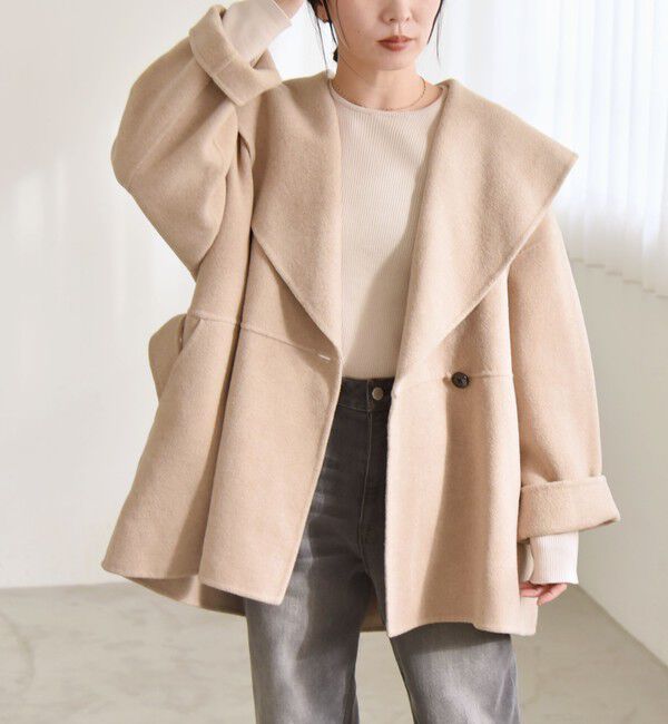 quaranciel「quaranciel: リバー ケープ ショート コート 25AW」|その他|ベージュ